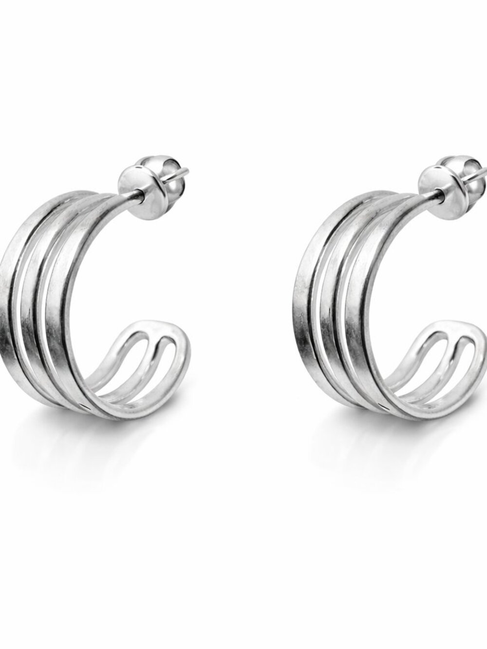 Sterling Silver “Mini Triple Stud Hoop” Earrings | Dainty | Second Hole